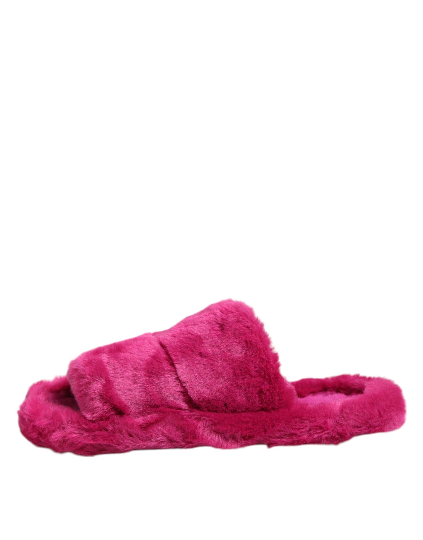Sandales plates en fausse fourrure acrylique rose pour homme