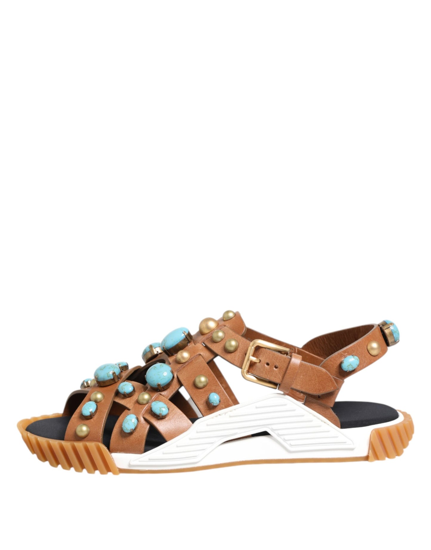 Sandalias de piel marrón con tachuelas