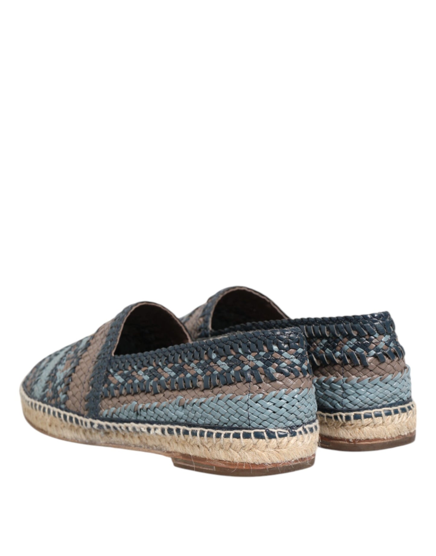 Espadrilles en cuir de buffle tressé bleu-gris