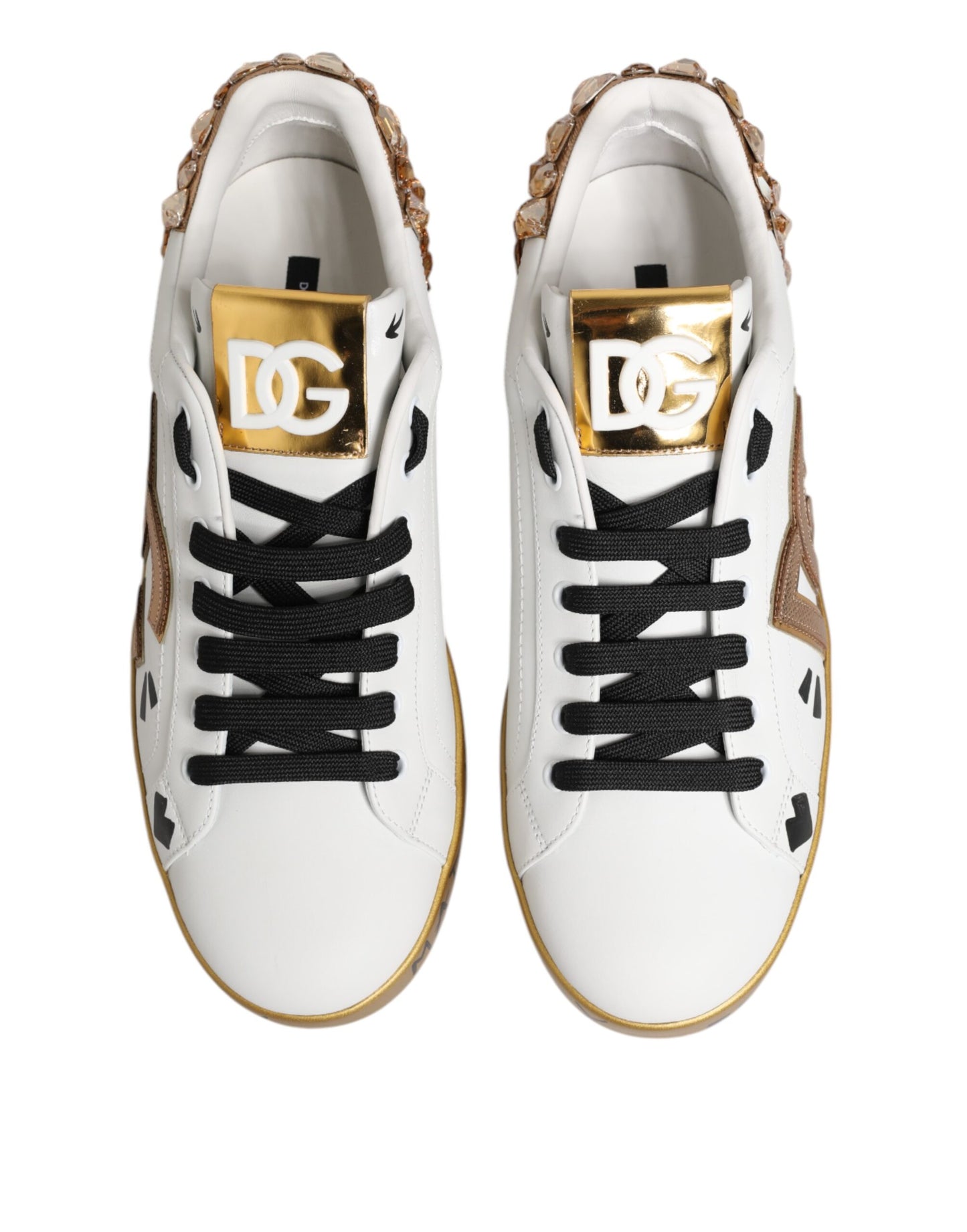 Zapatillas Portofino con cristales en oro blanco