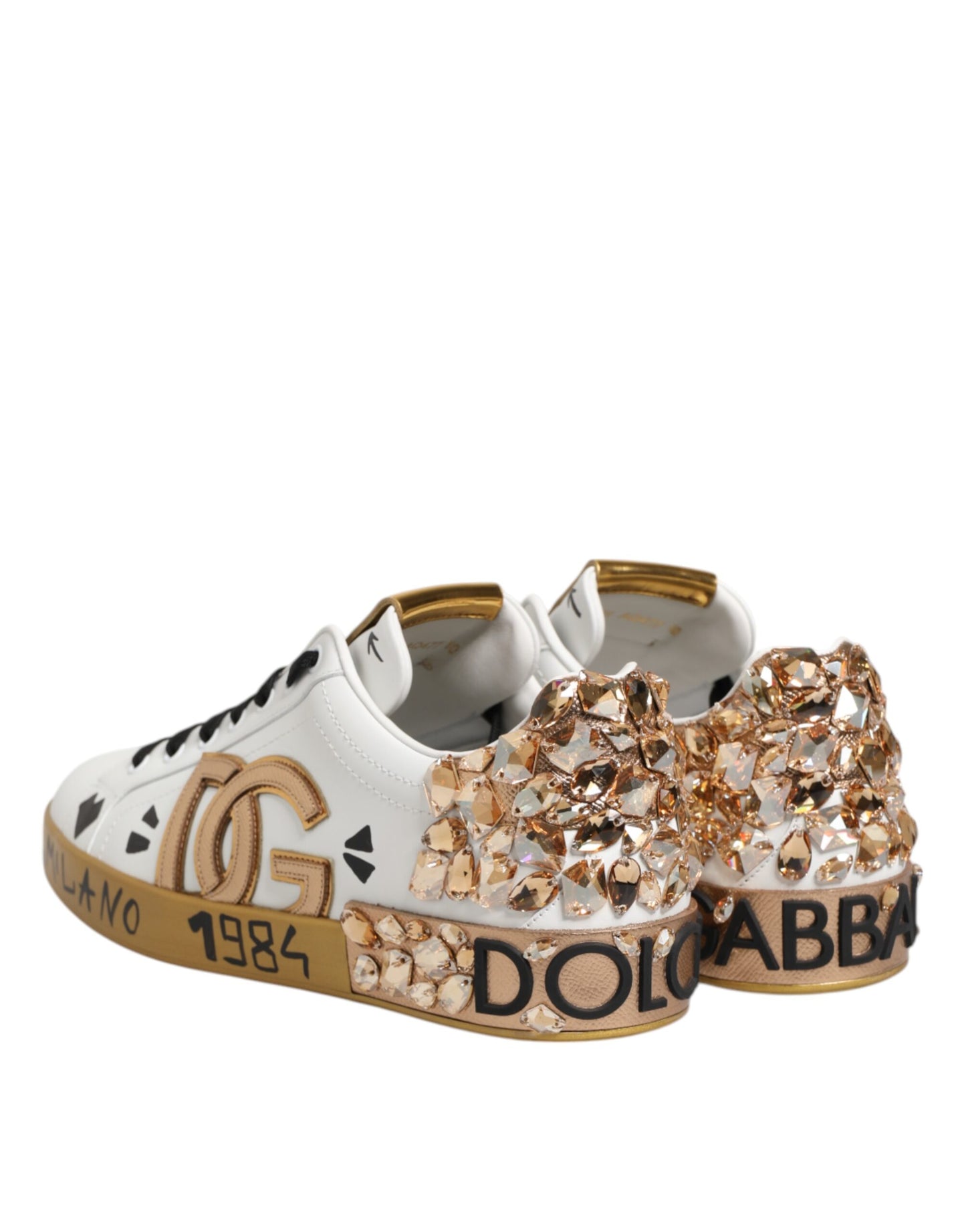 Zapatillas Portofino con cristales en oro blanco