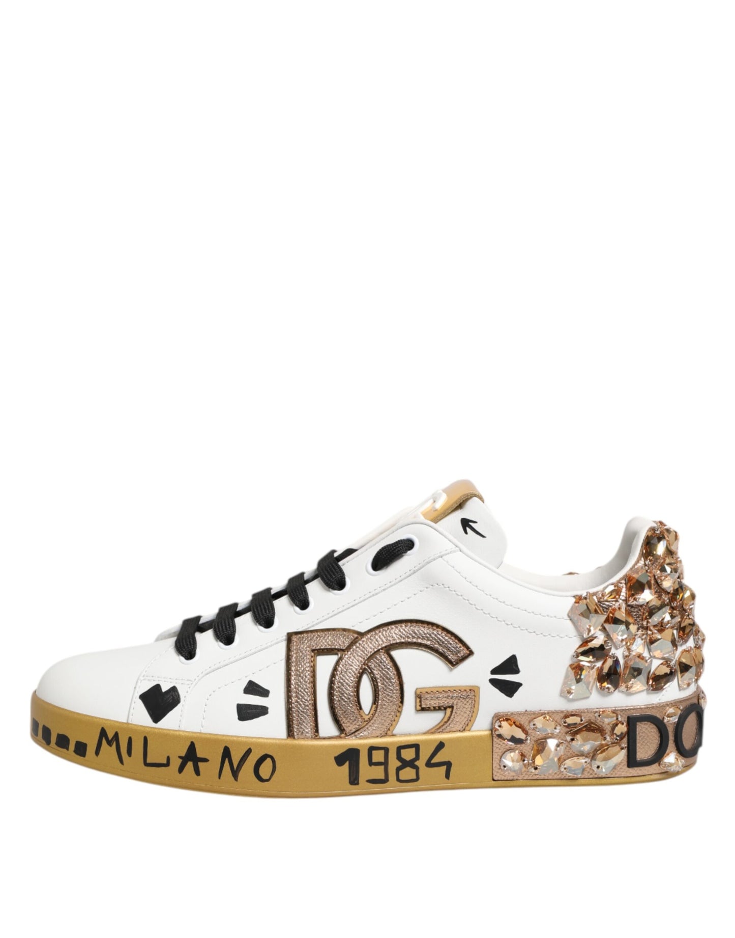 Zapatillas Portofino con cristales en oro blanco