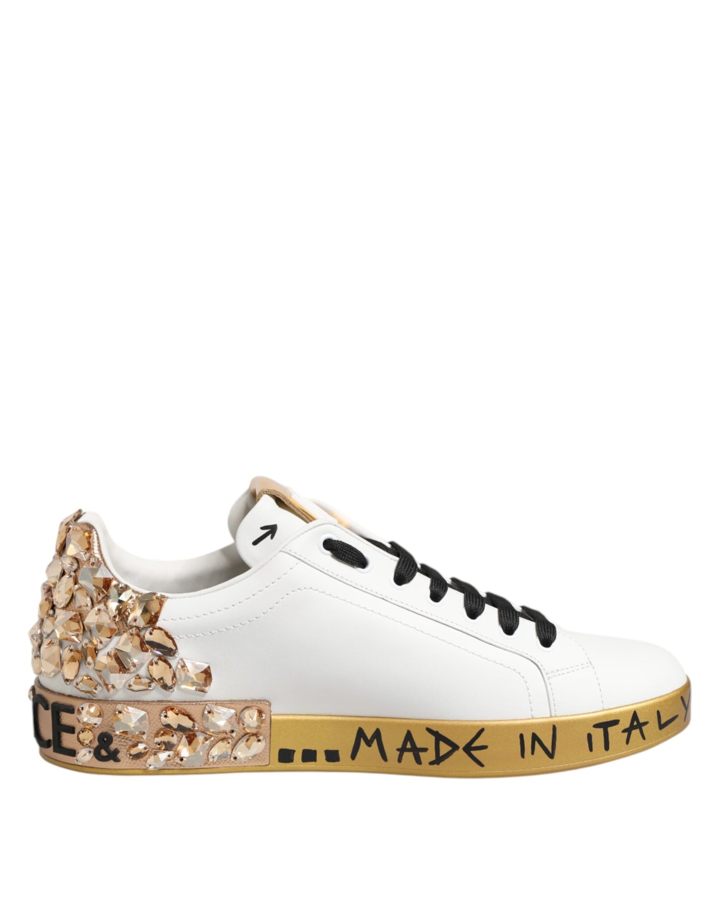 Zapatillas Portofino con cristales en oro blanco