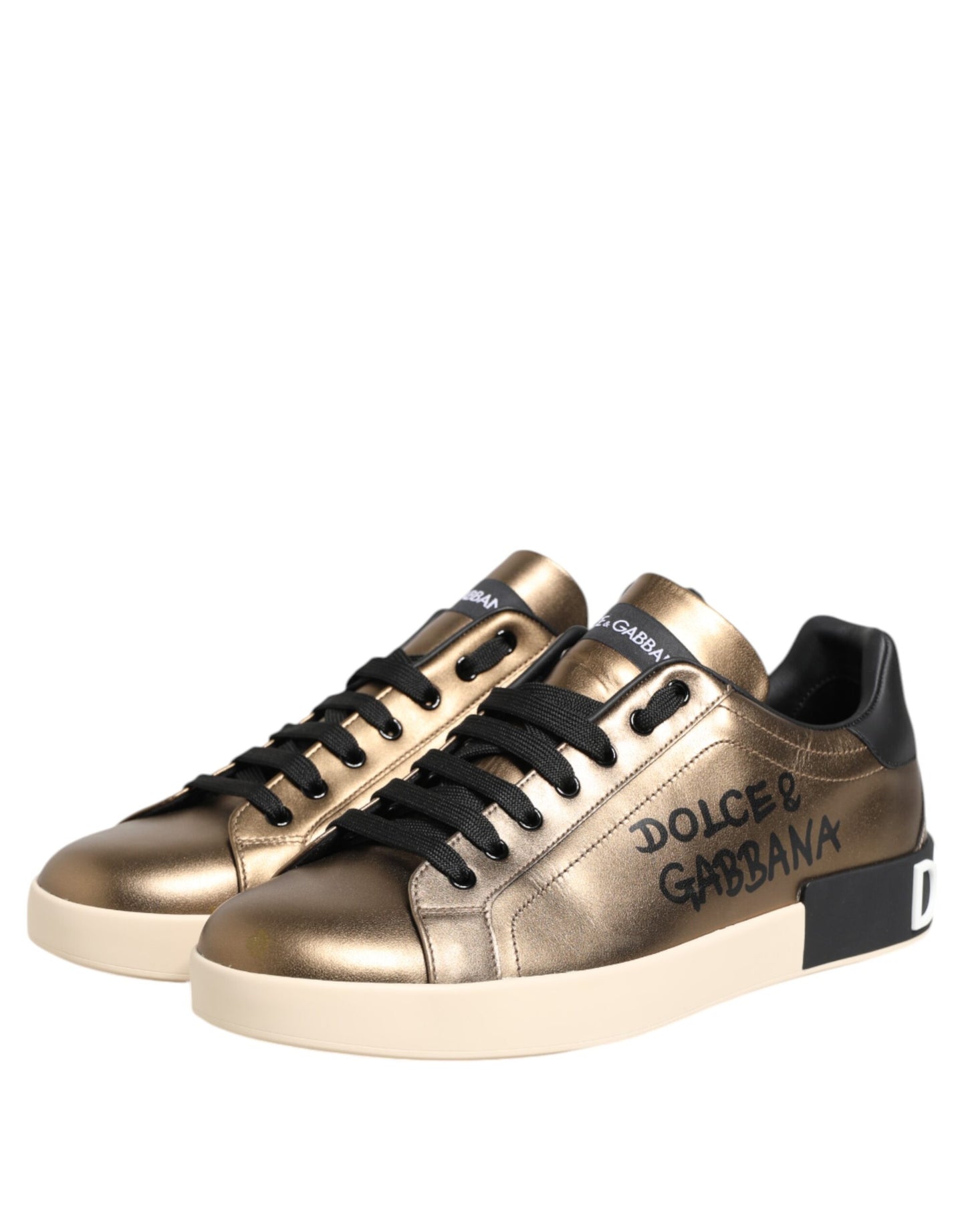 Zapatillas bajas de piel Portofino doradas