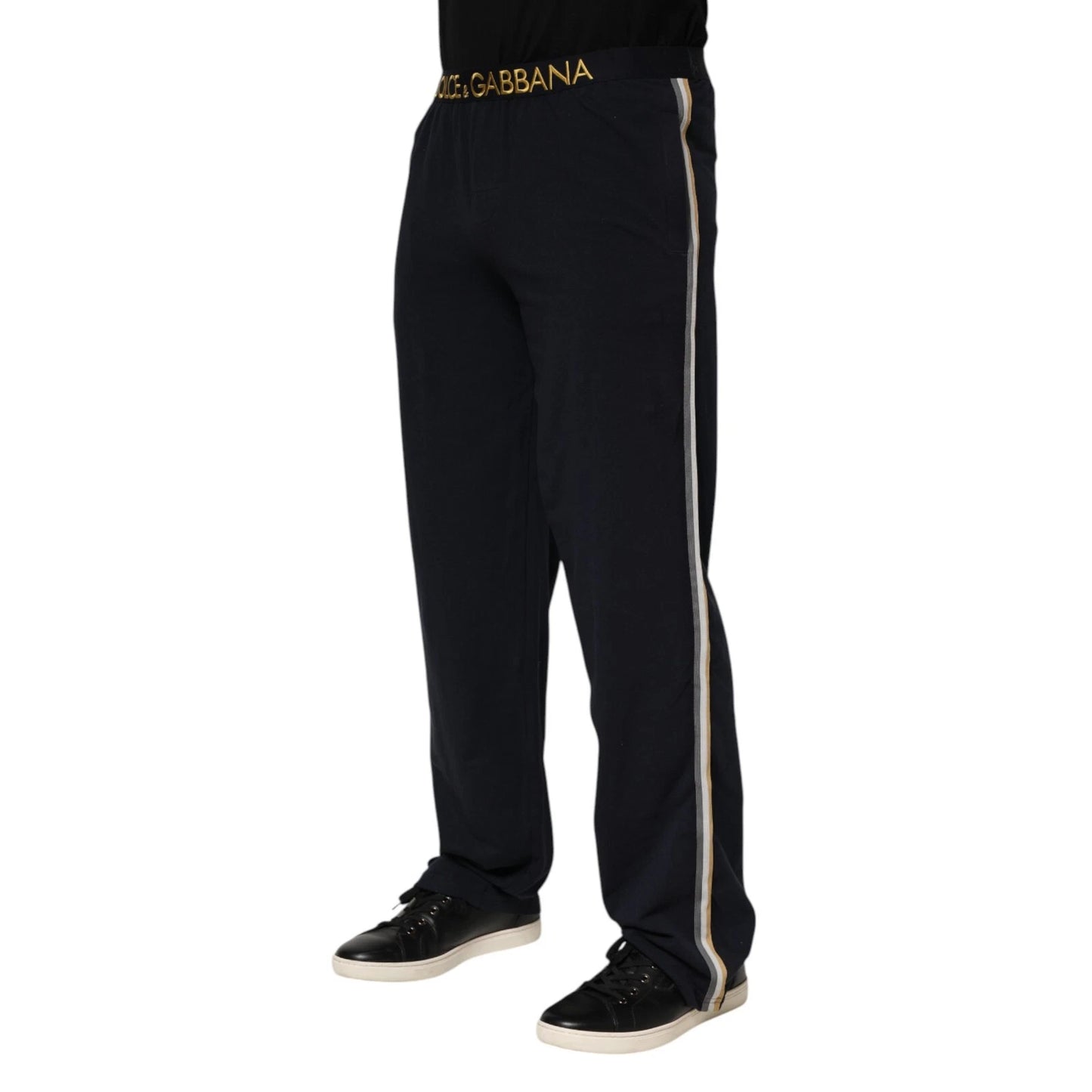 Pantalones rectos de spandex modal negro con logotipo