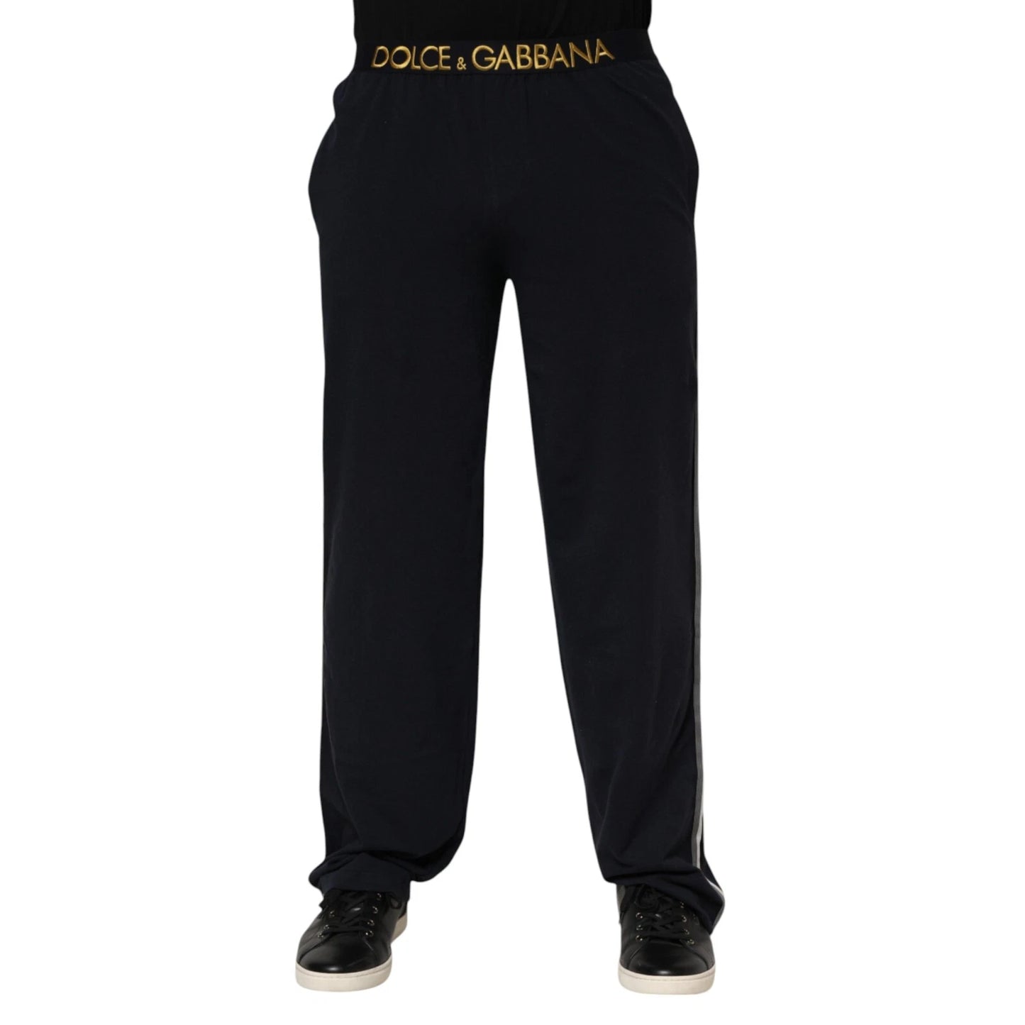 Pantalones rectos de spandex modal negro con logotipo