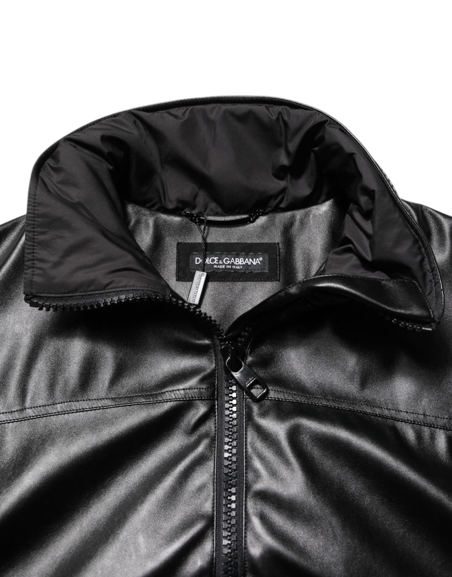 Chaqueta bomber de poliéster negra con placa del logotipo