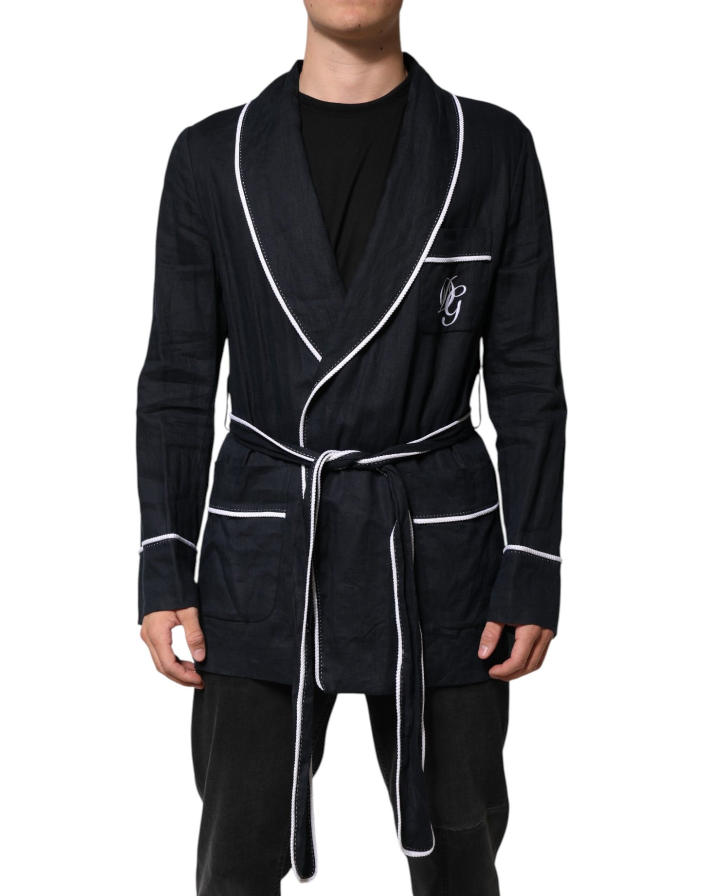 Chaqueta azul oscuro con bordado DG, bata y blazer