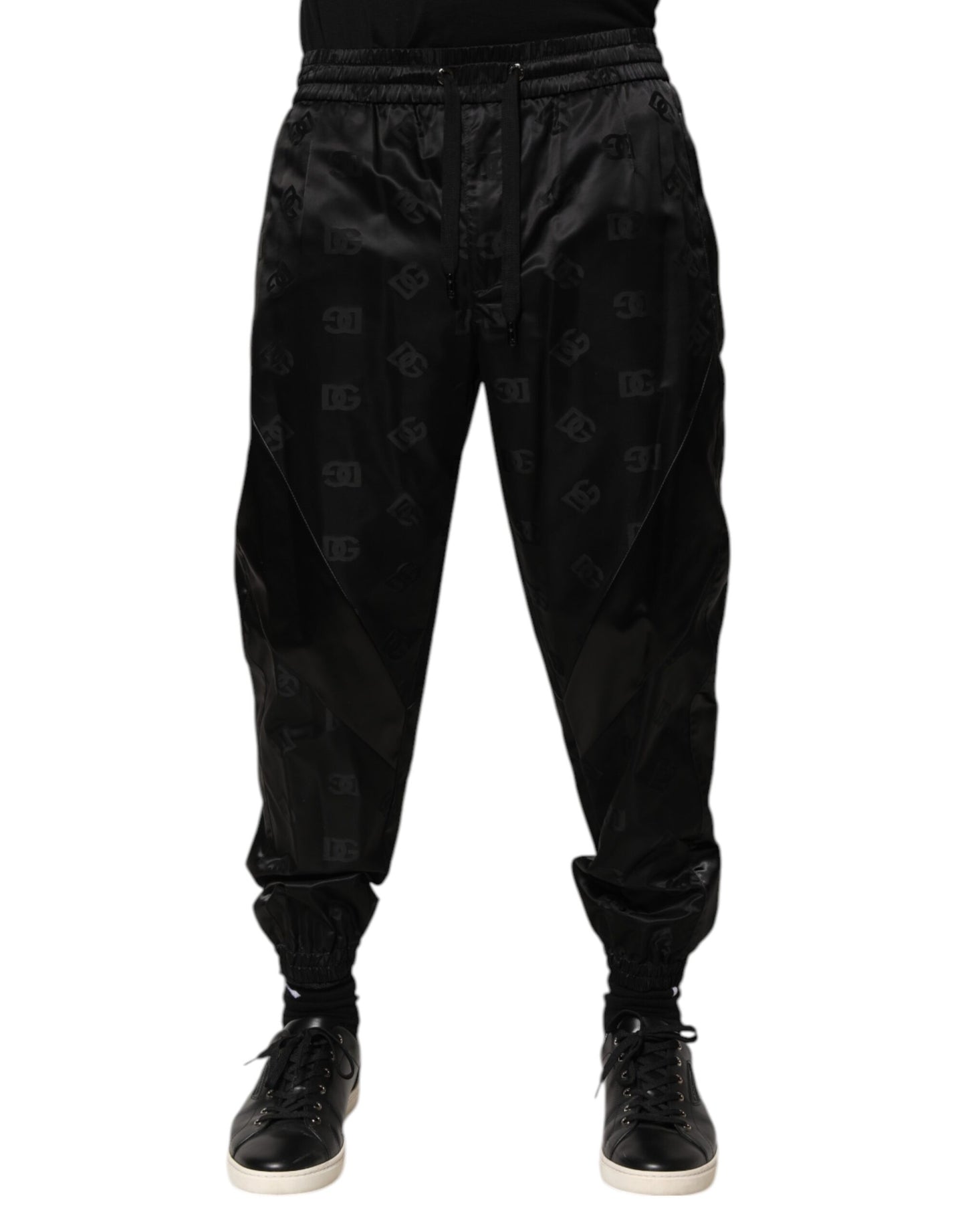 Pantalones deportivos negros con estampado DG para hombre