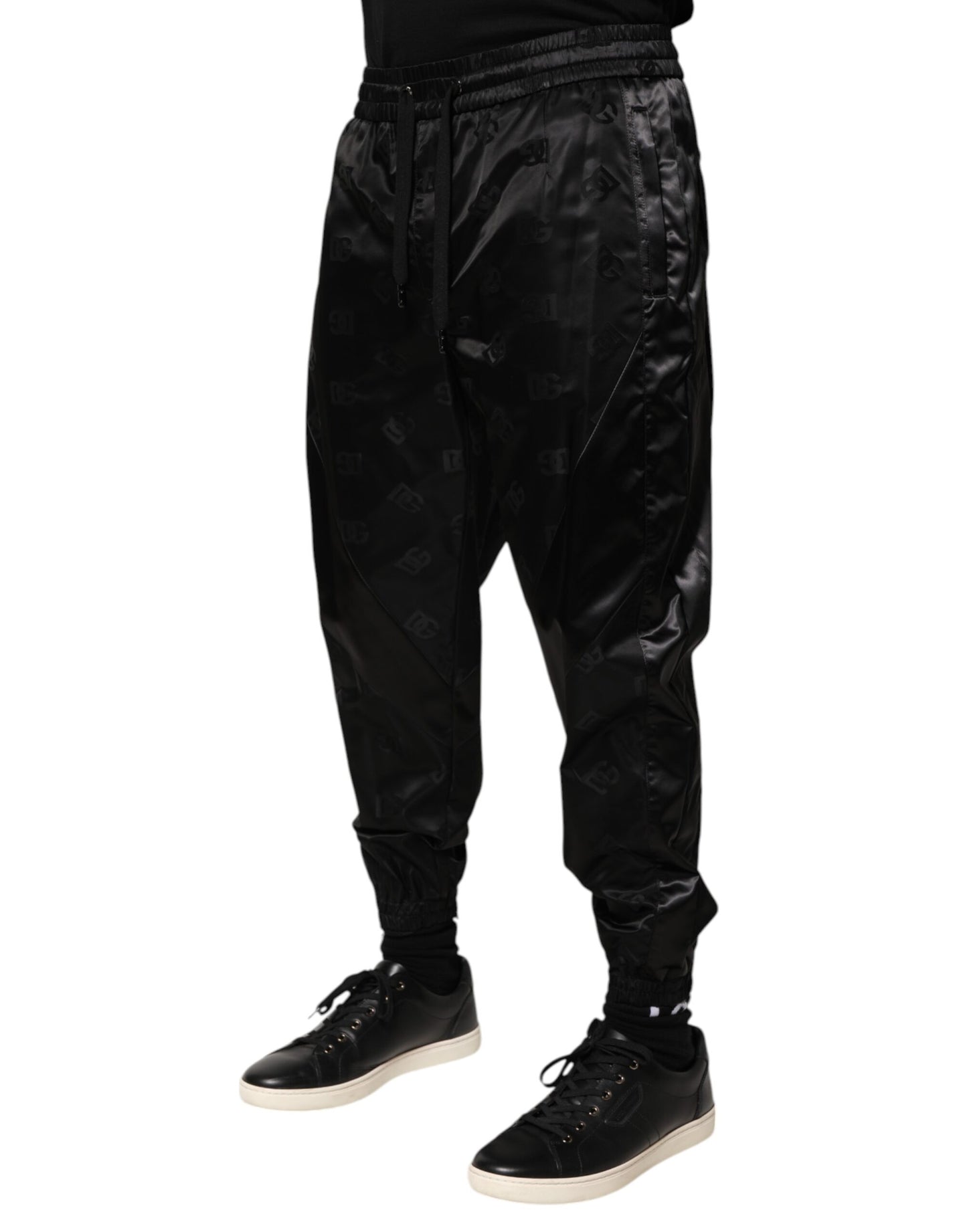 Pantalones deportivos negros con estampado DG para hombre