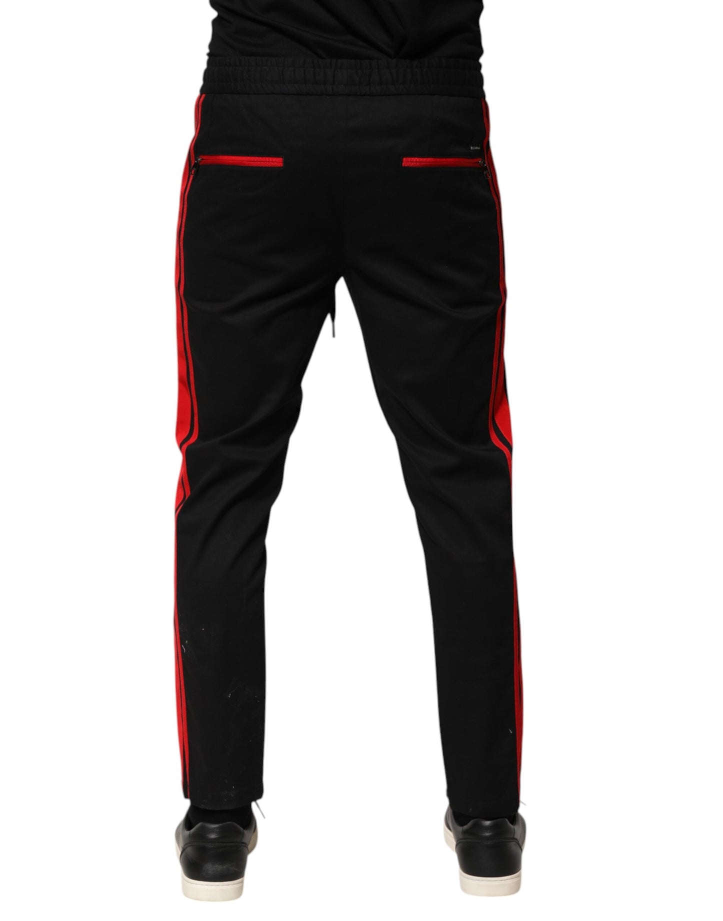 Pantalones deportivos de algodón con rayas rojas y logotipo
