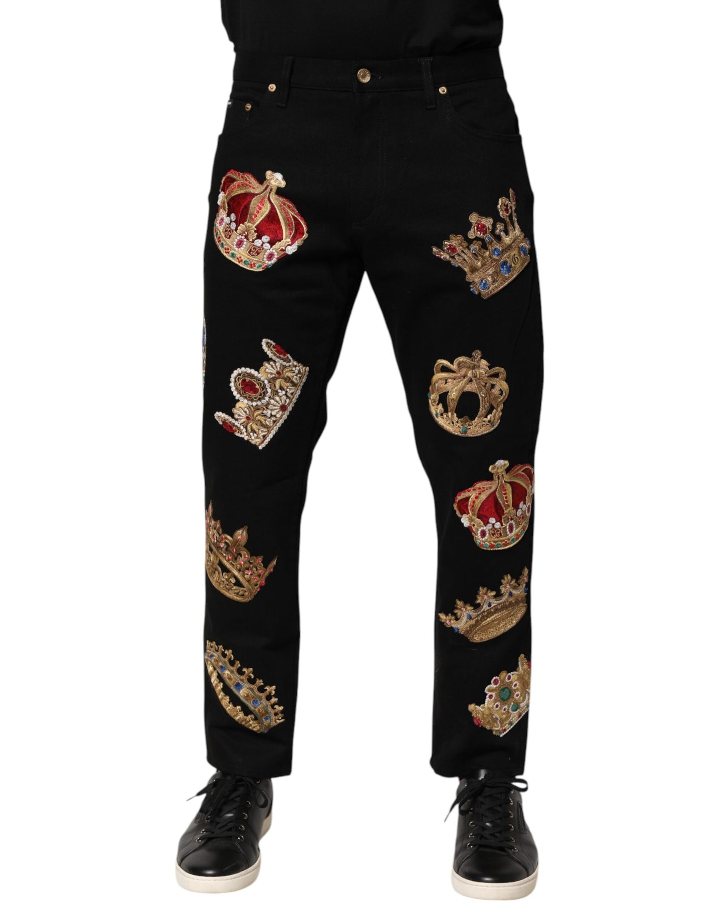 Pantalon de costume noir baroque royal pour homme