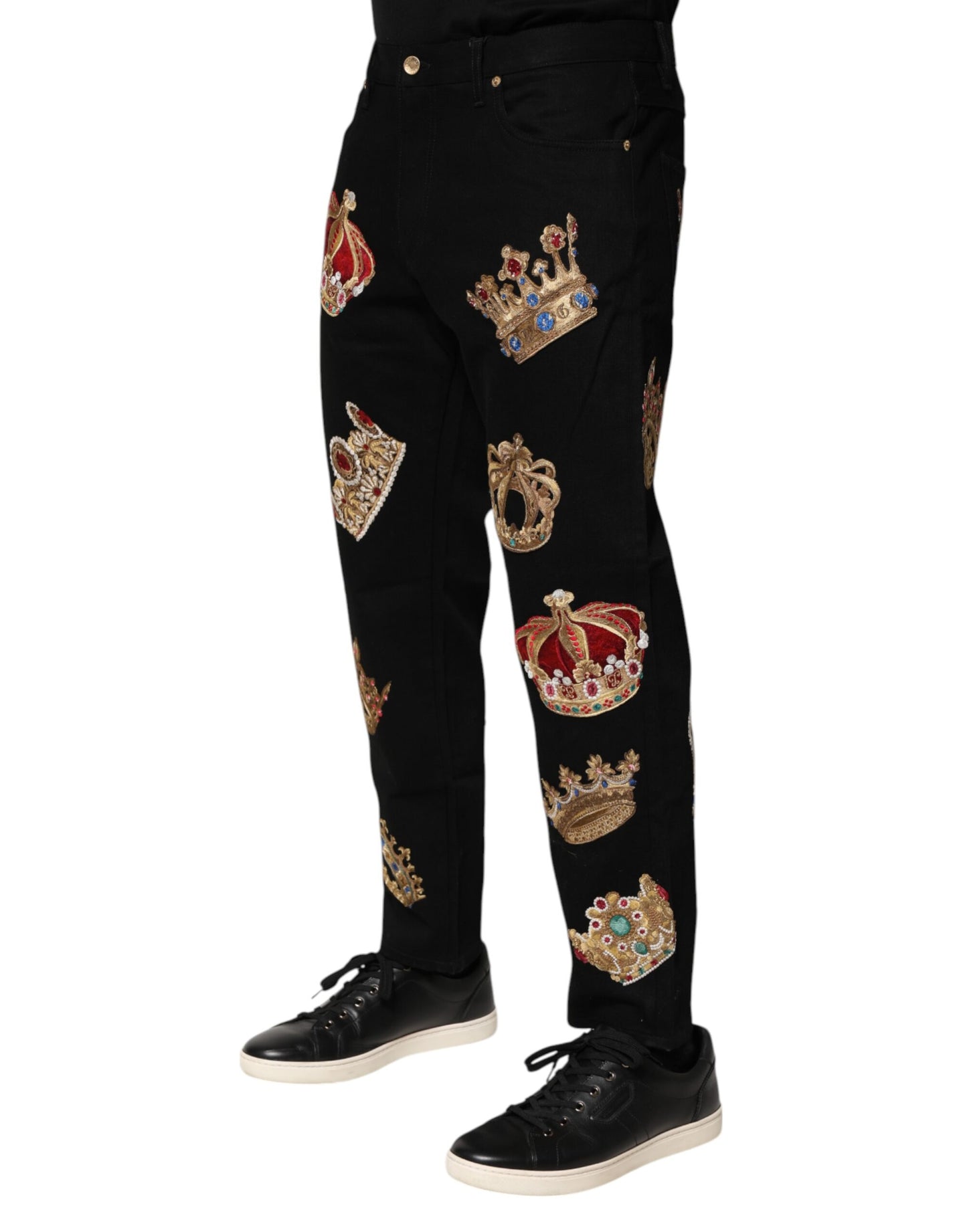 Pantalon de costume noir baroque royal pour homme
