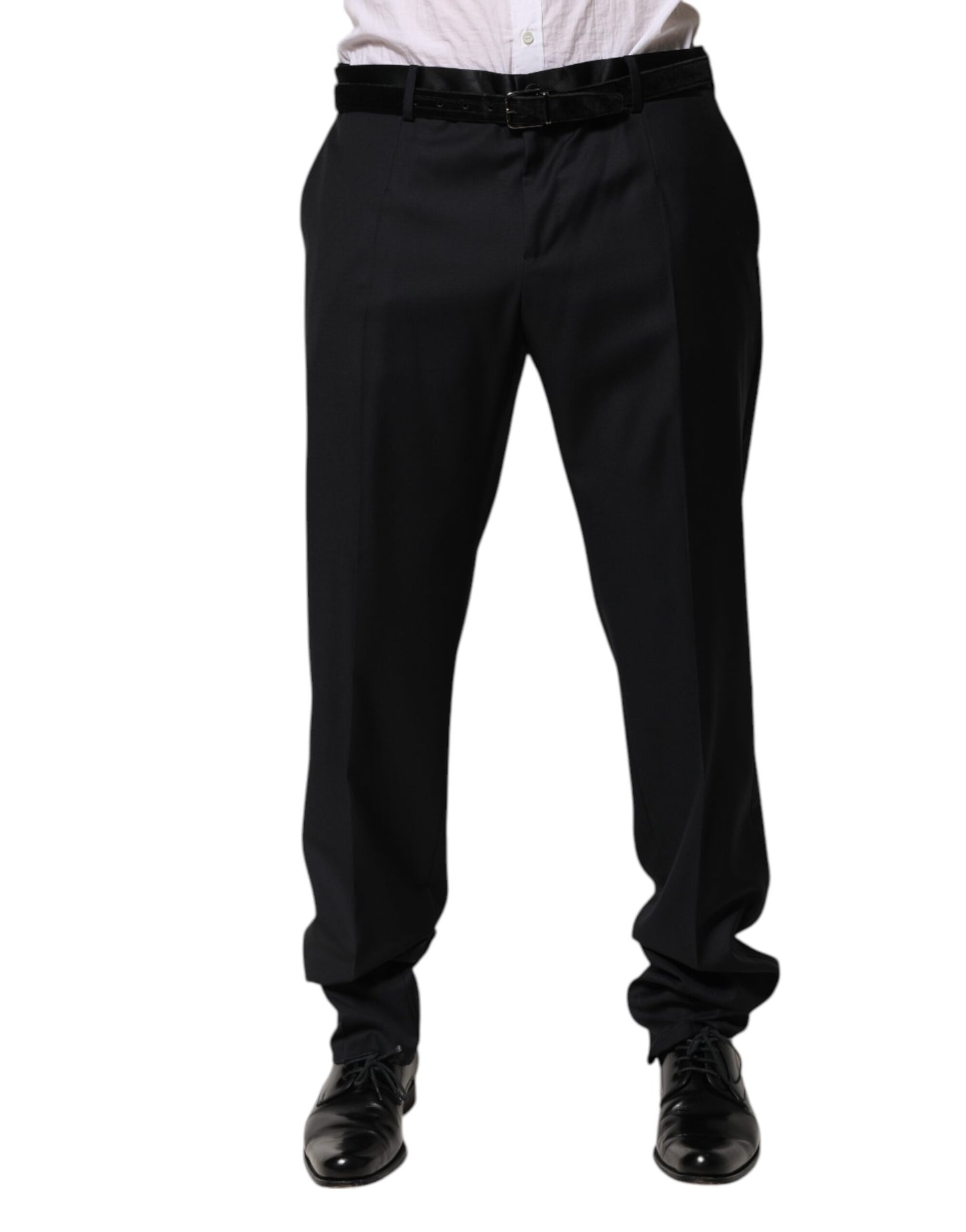 Pantalon habillé en laine noire pour homme