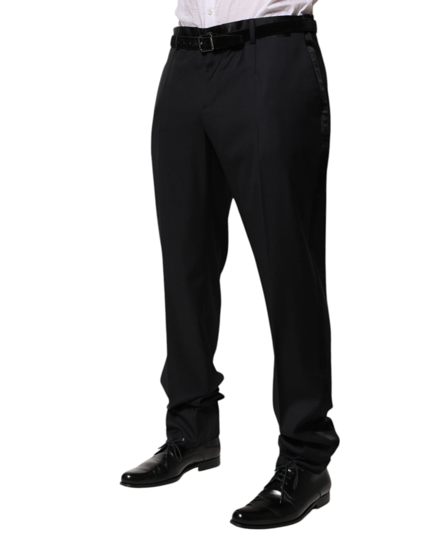 Pantalon habillé en laine noire pour homme