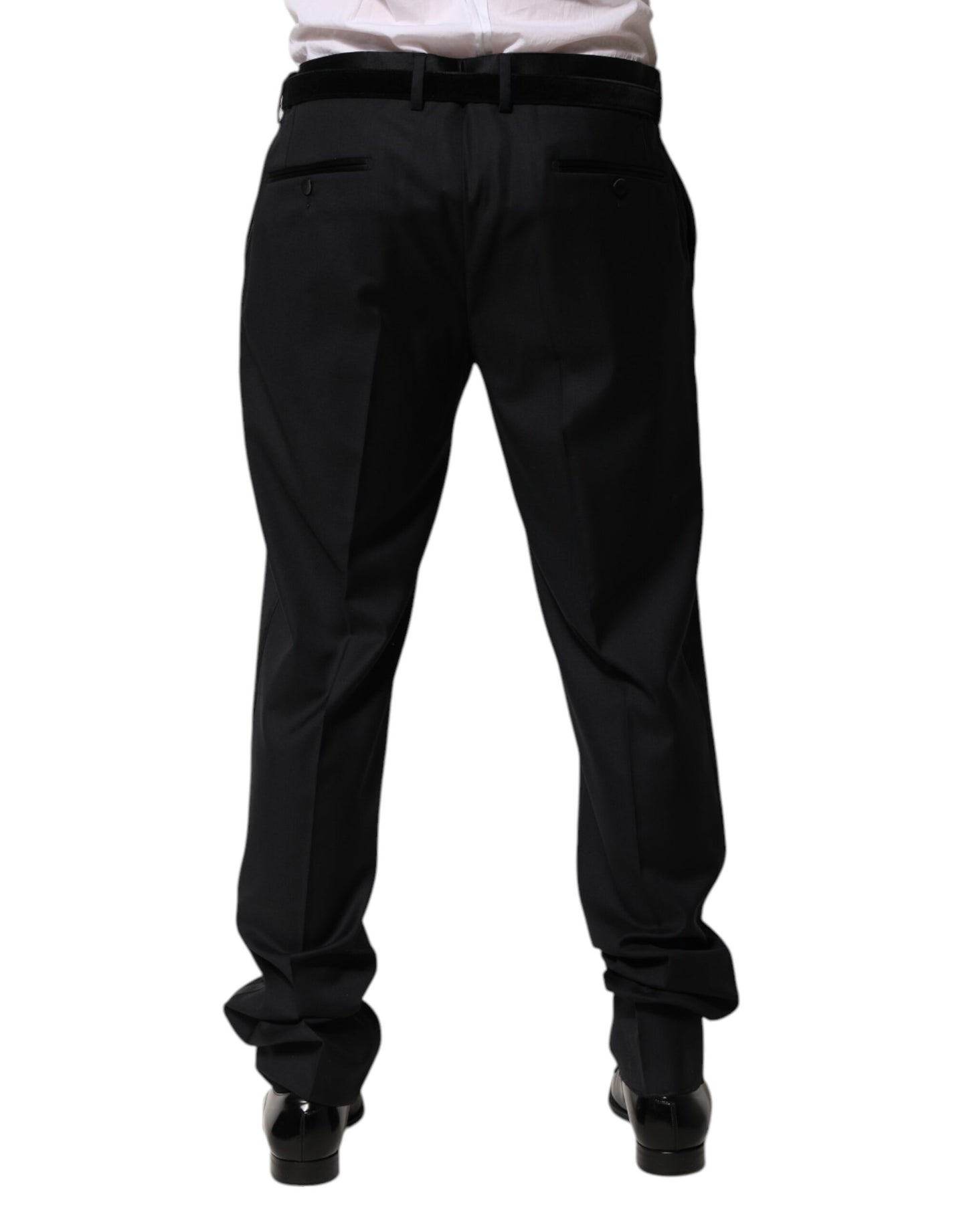 Pantalon habillé en laine noire pour homme