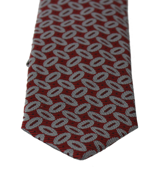 Corbata ancha para hombre, 100 % seda roja estampada