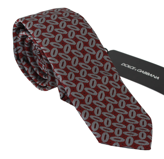 Corbata ancha para hombre, 100 % seda roja estampada