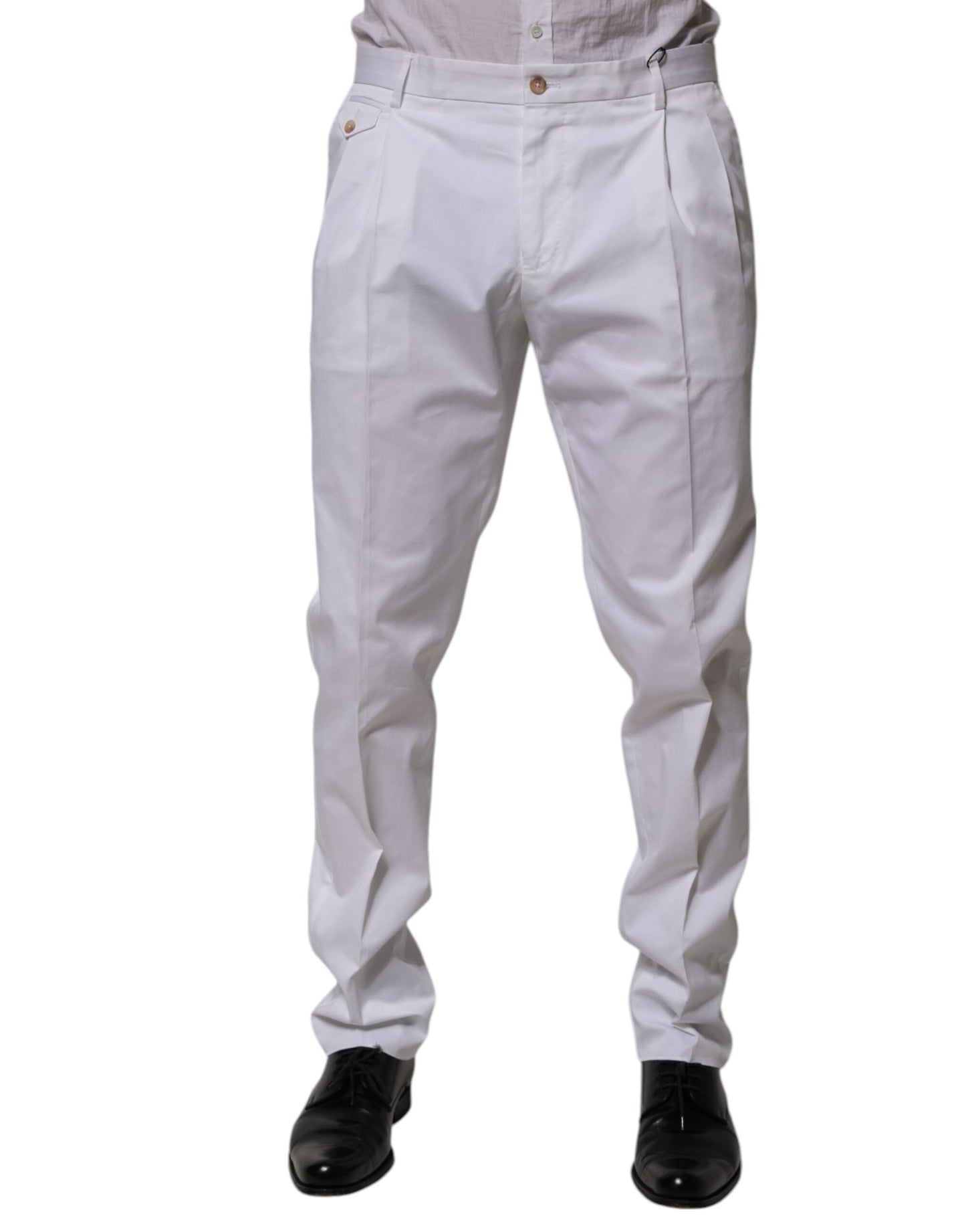 Pantalón formal ajustado de algodón blanco