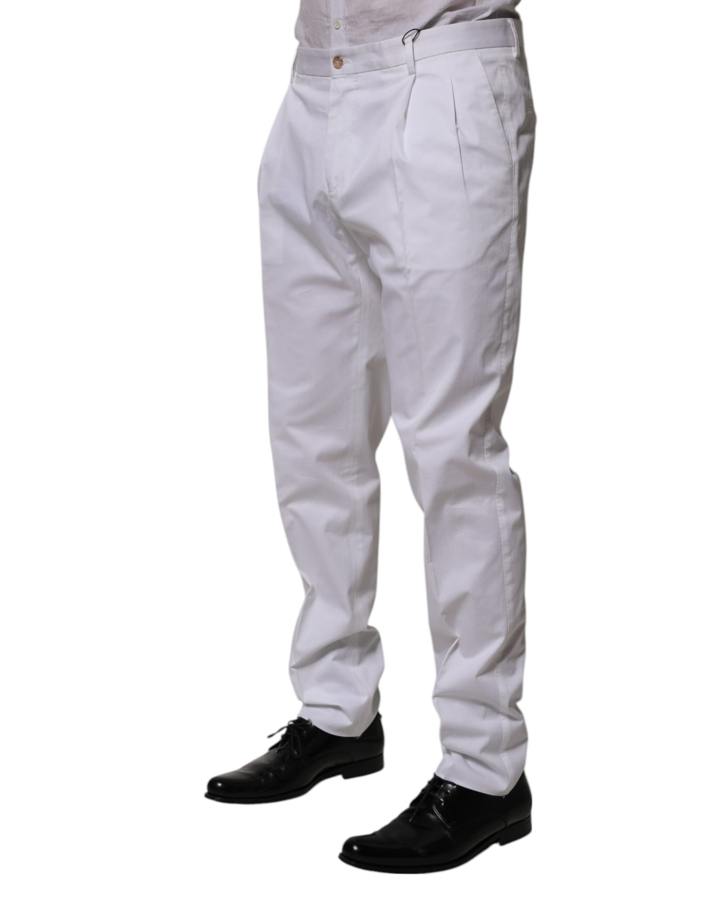Pantalón formal ajustado de algodón blanco