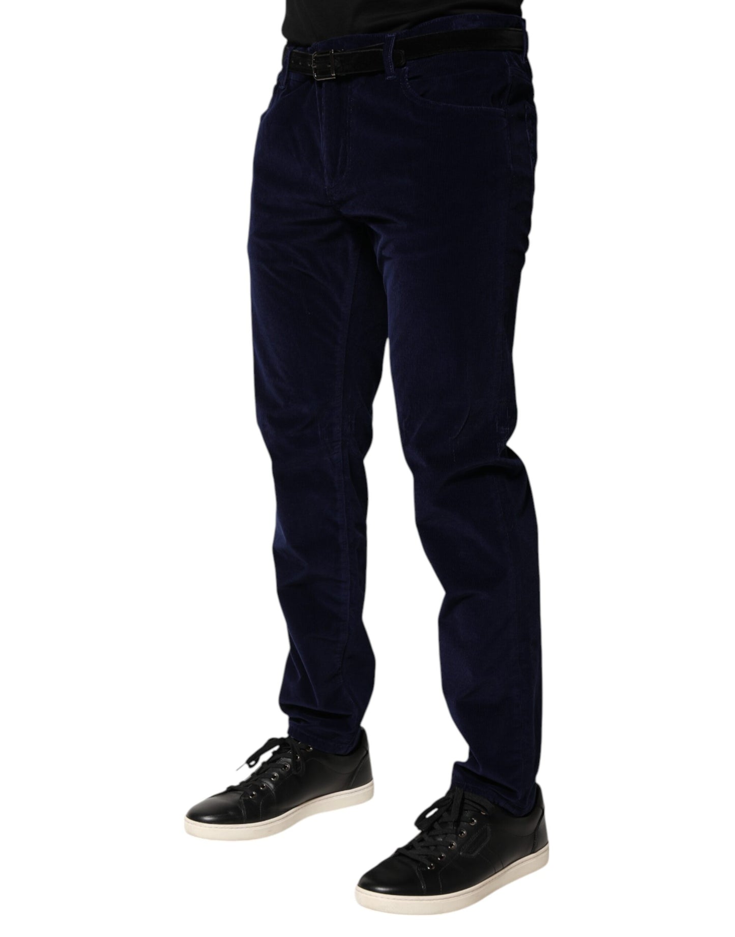 Pantalon fuselé habillé en coton bleu marine