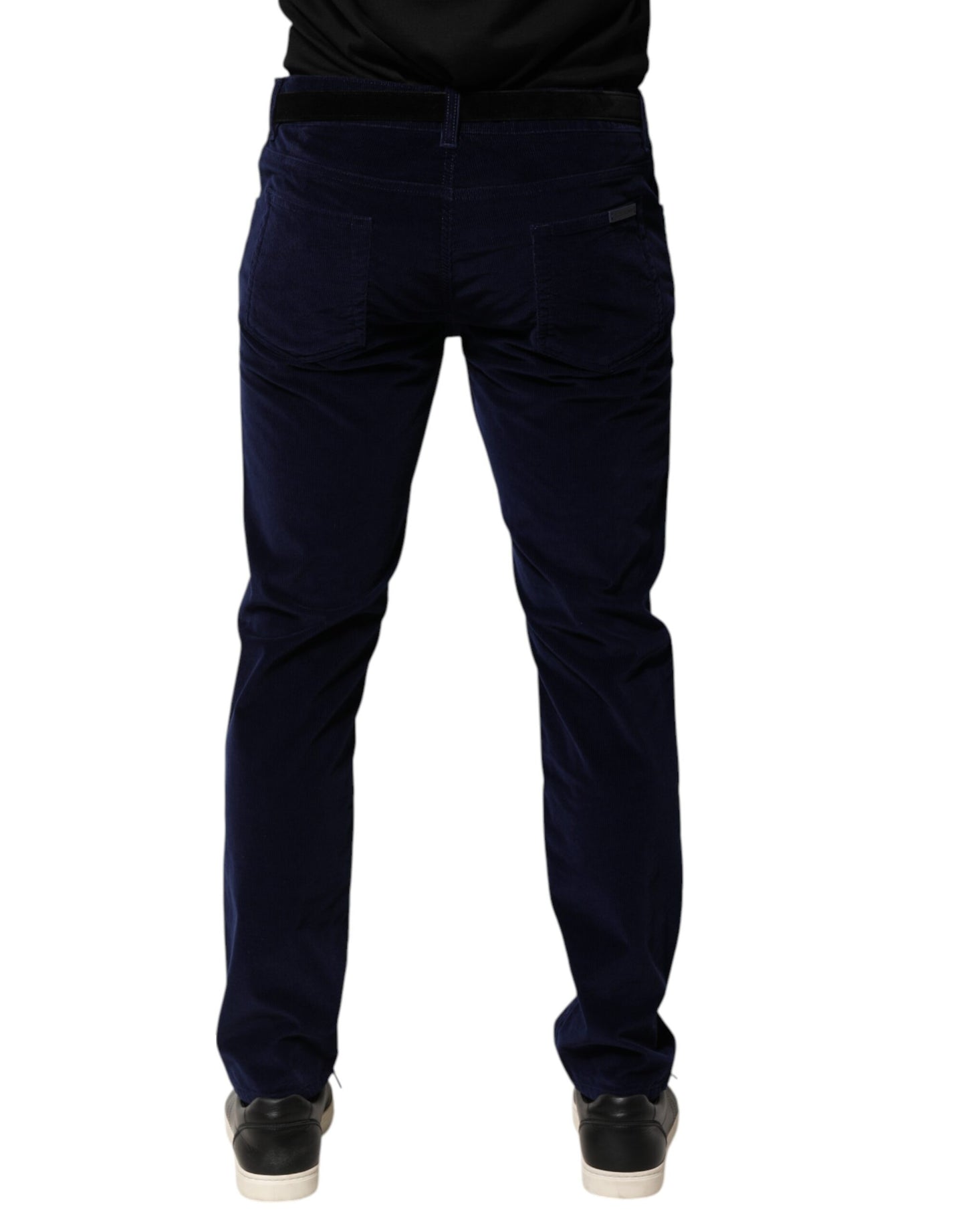 Pantalon fuselé habillé en coton bleu marine