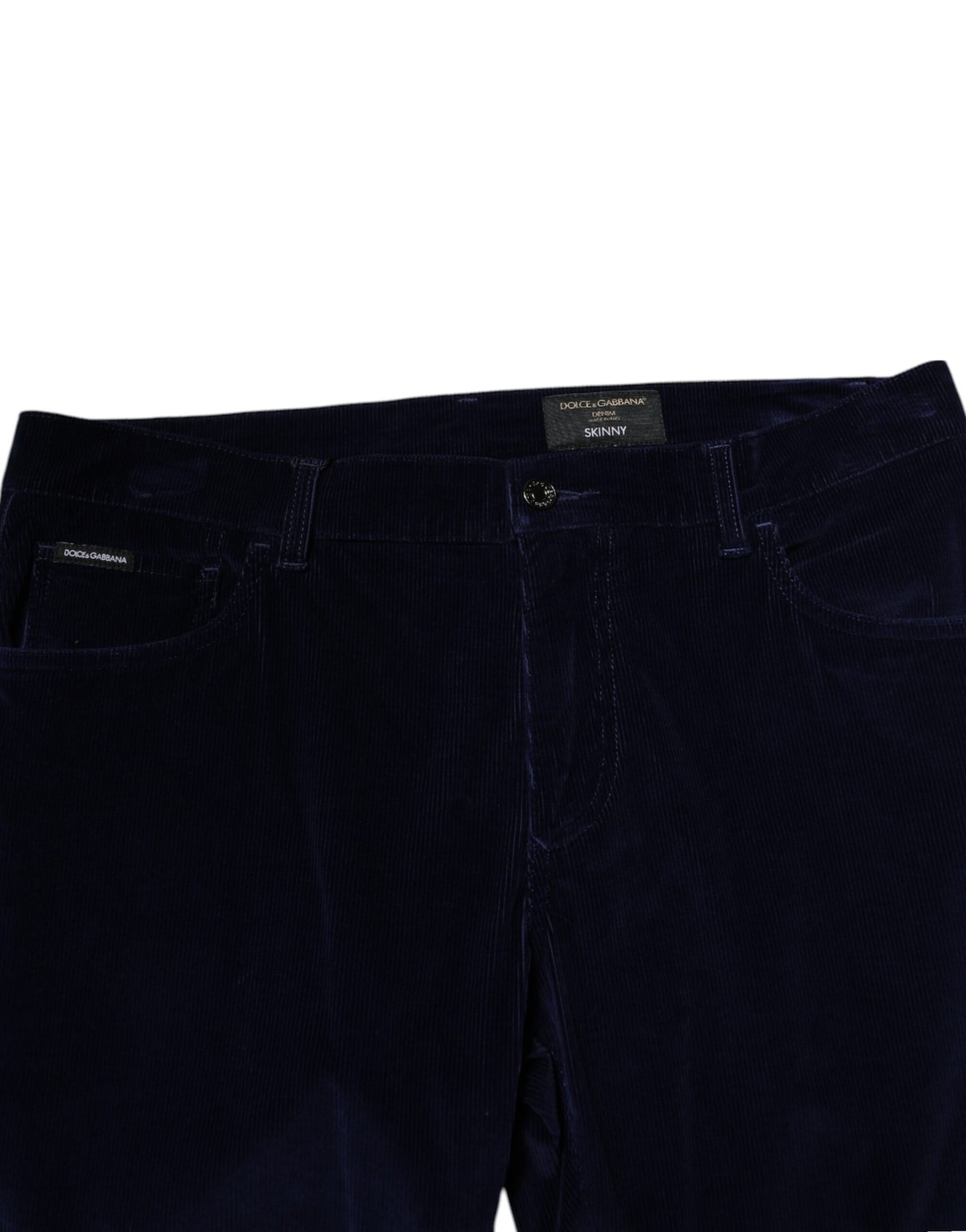Pantalon fuselé habillé en coton bleu marine