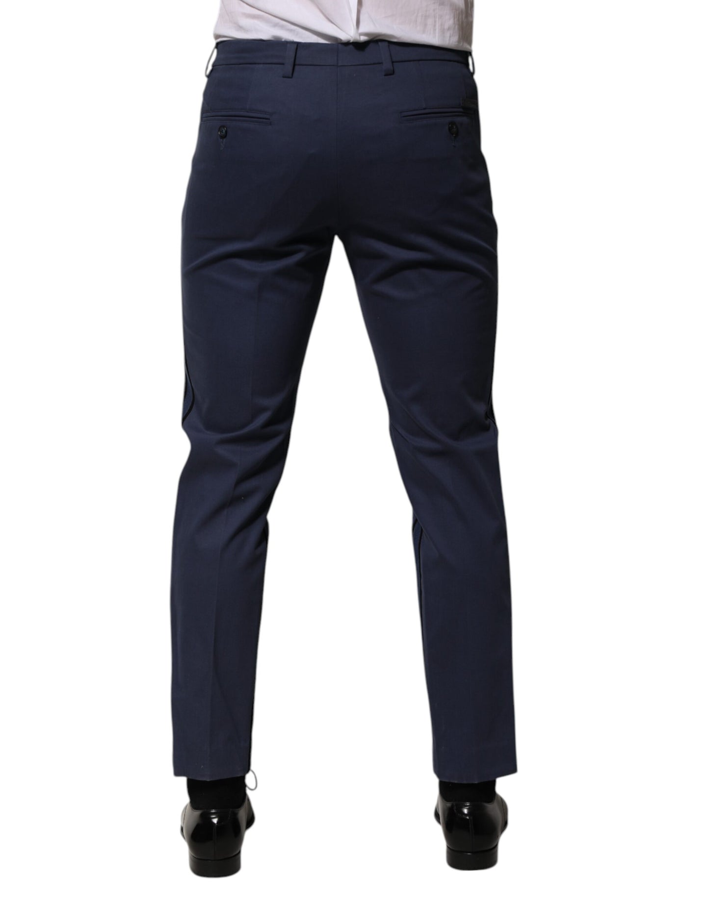 Pantalones formales cónicos de algodón azul para hombre