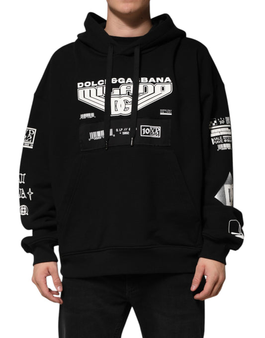Sudadera con capucha y estampado del logotipo de DG Milano en algodón negro