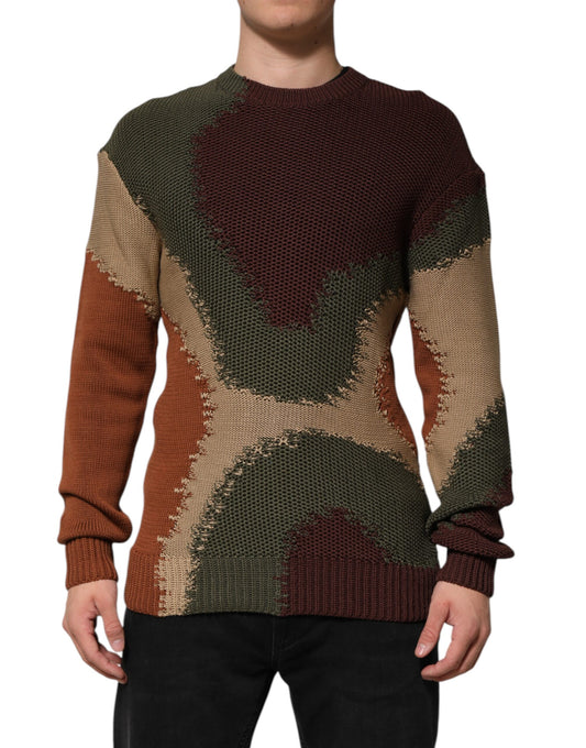 Suéter abstracto de algodón multicolor para hombre
