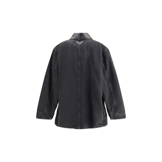 Denim Jacket with leather collar