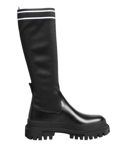 Calcetines de poliéster blancos y negros, botas altas