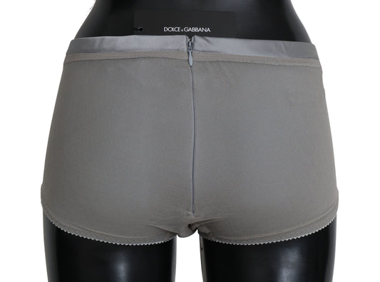 Ropa interior plateada con parte inferior de seda de red