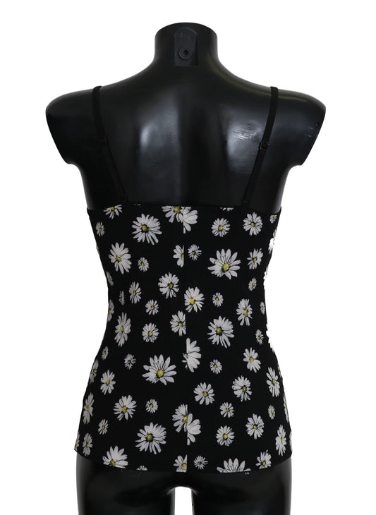 Vestido camisero con estampado de margaritas negras