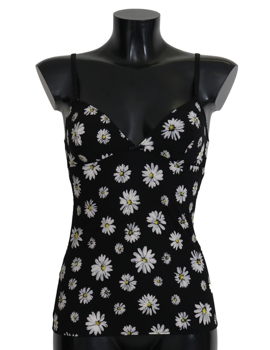 Vestido camisero con estampado de margaritas negras