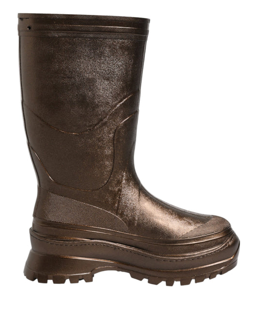 Botas de lluvia sin cordones de color bronce metalizado