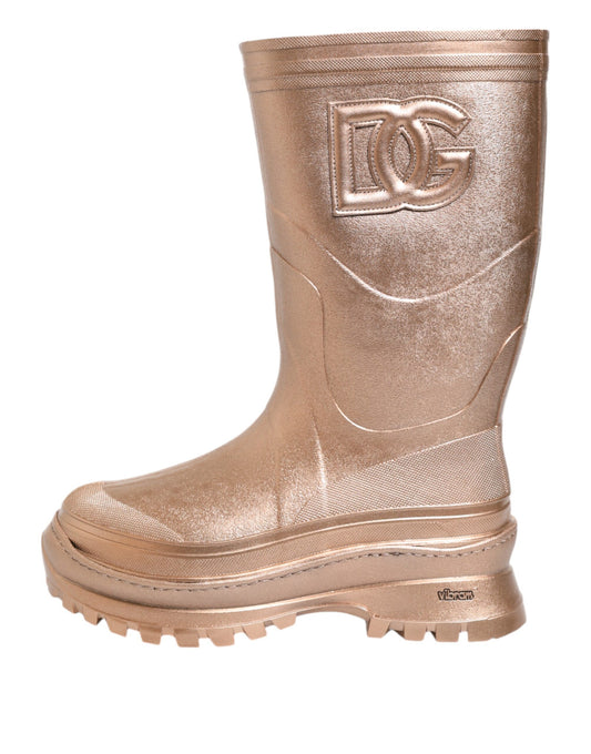 Botas de lluvia de goma color oro rosa
