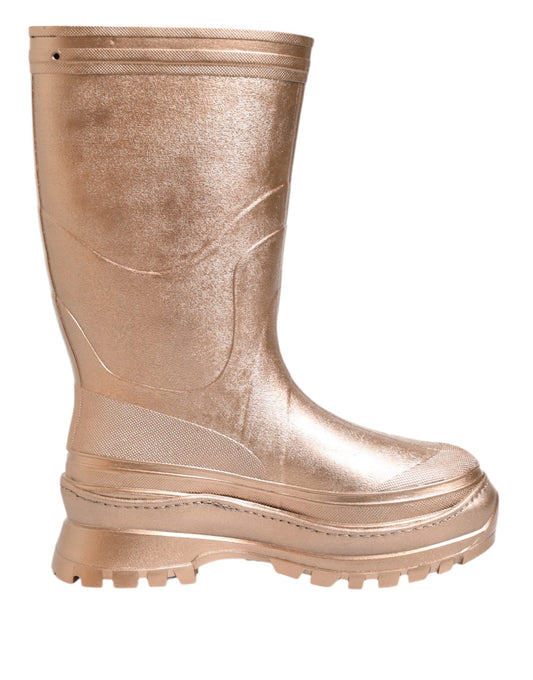 Botas de lluvia de goma color oro rosa
