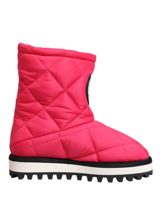 Botas de media pantorrilla acolchadas de viscosa rosa y blanca
