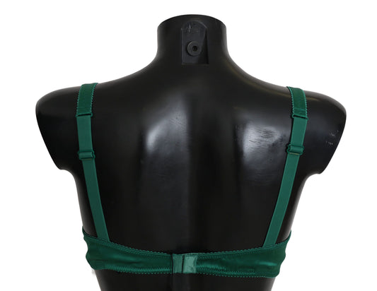 Sujetador de encaje floral elástico de seda verde