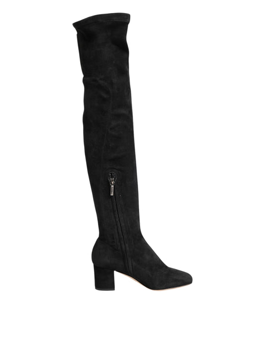 Botas altas hasta la rodilla de piel de ante negra