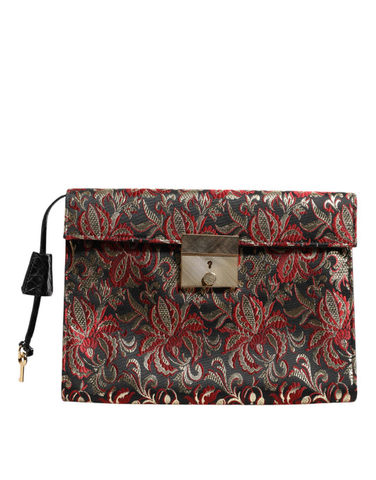 Sac porte-documents à motif floral en jacquard multicolore