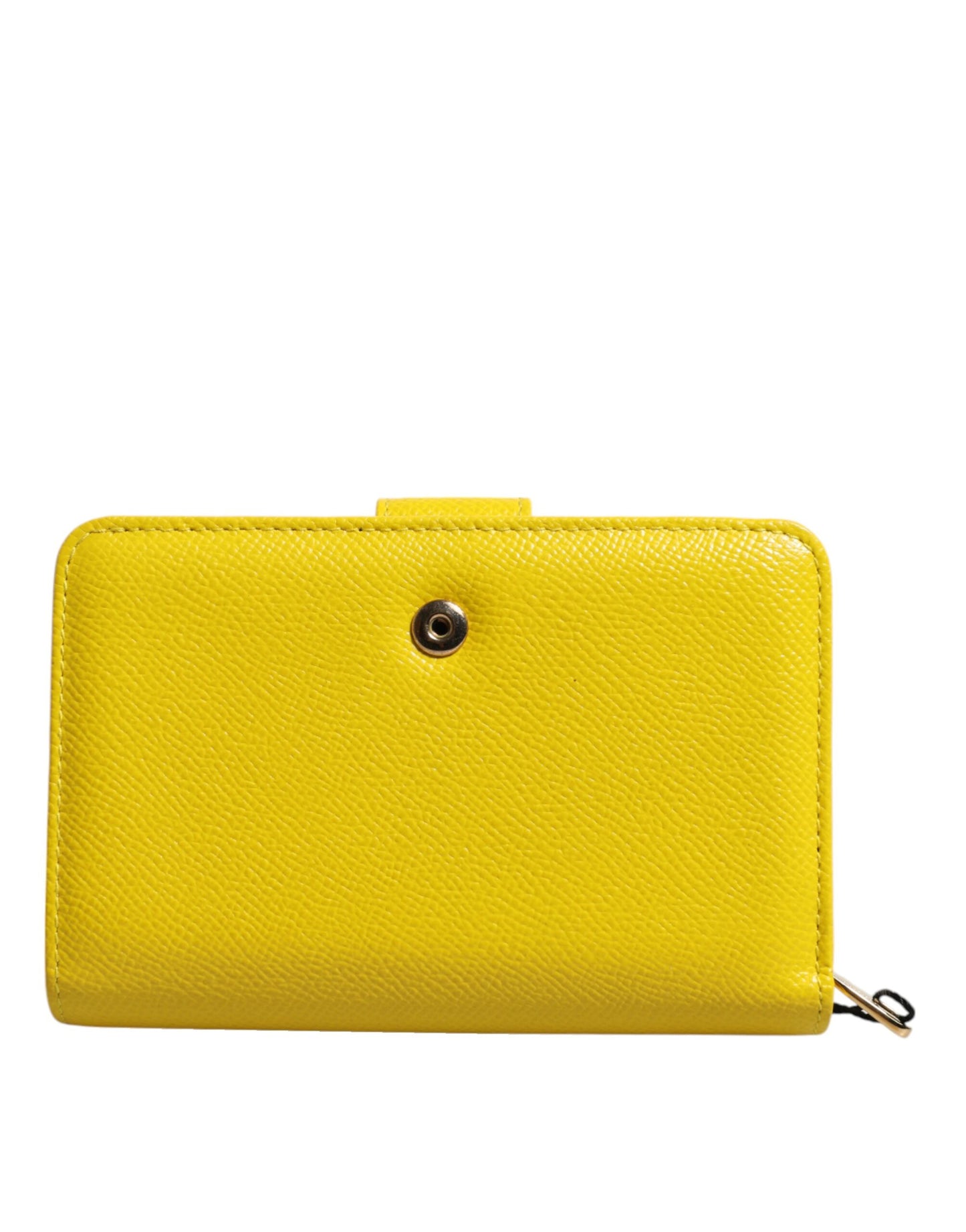 Cartera de mano continental plegable de cuero amarillo