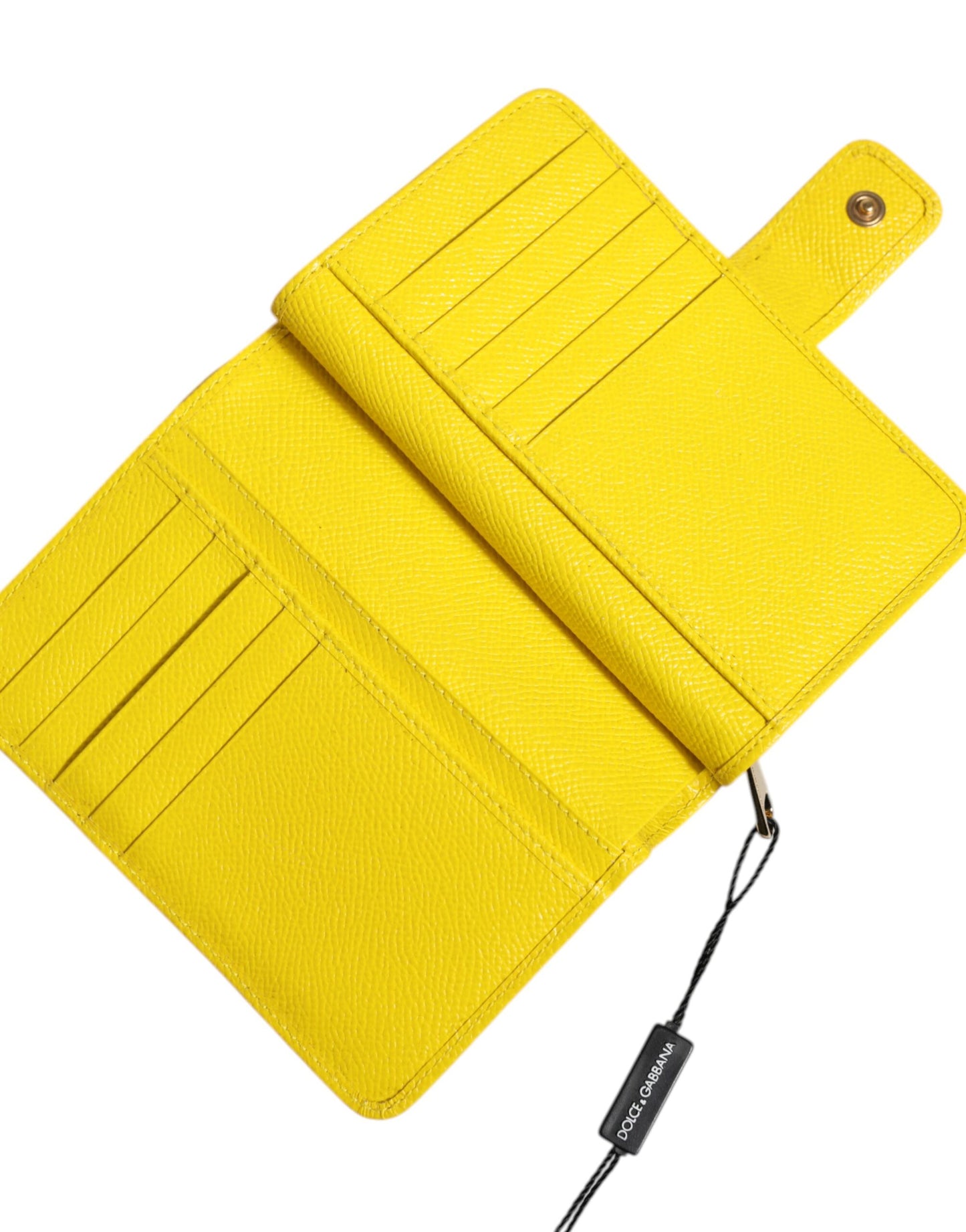 Cartera de mano continental plegable de cuero amarillo