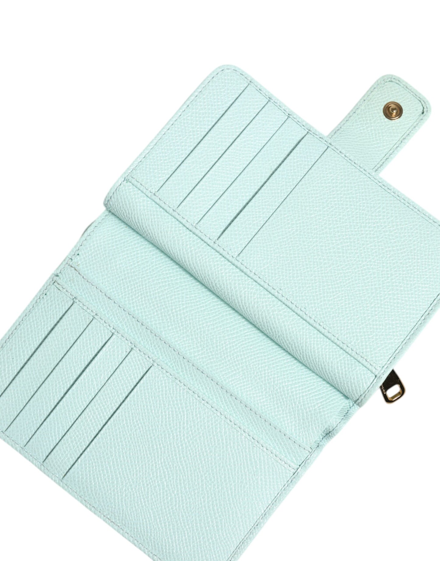 Cartera de mano continental plegable de cuero verde menta