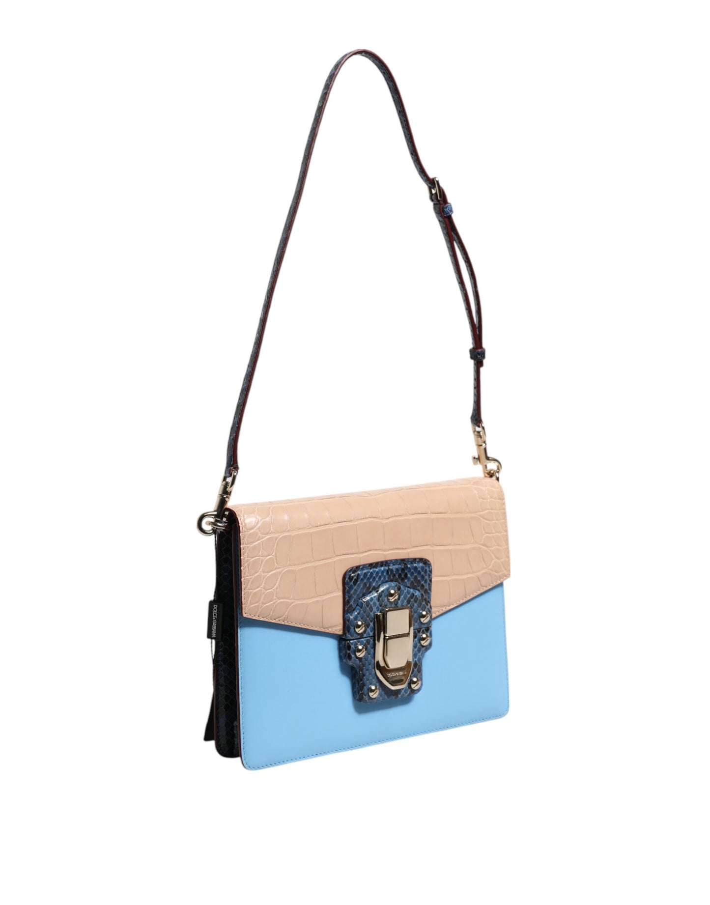 Sac bandoulière LUCIA en cuir exotique bleu beige