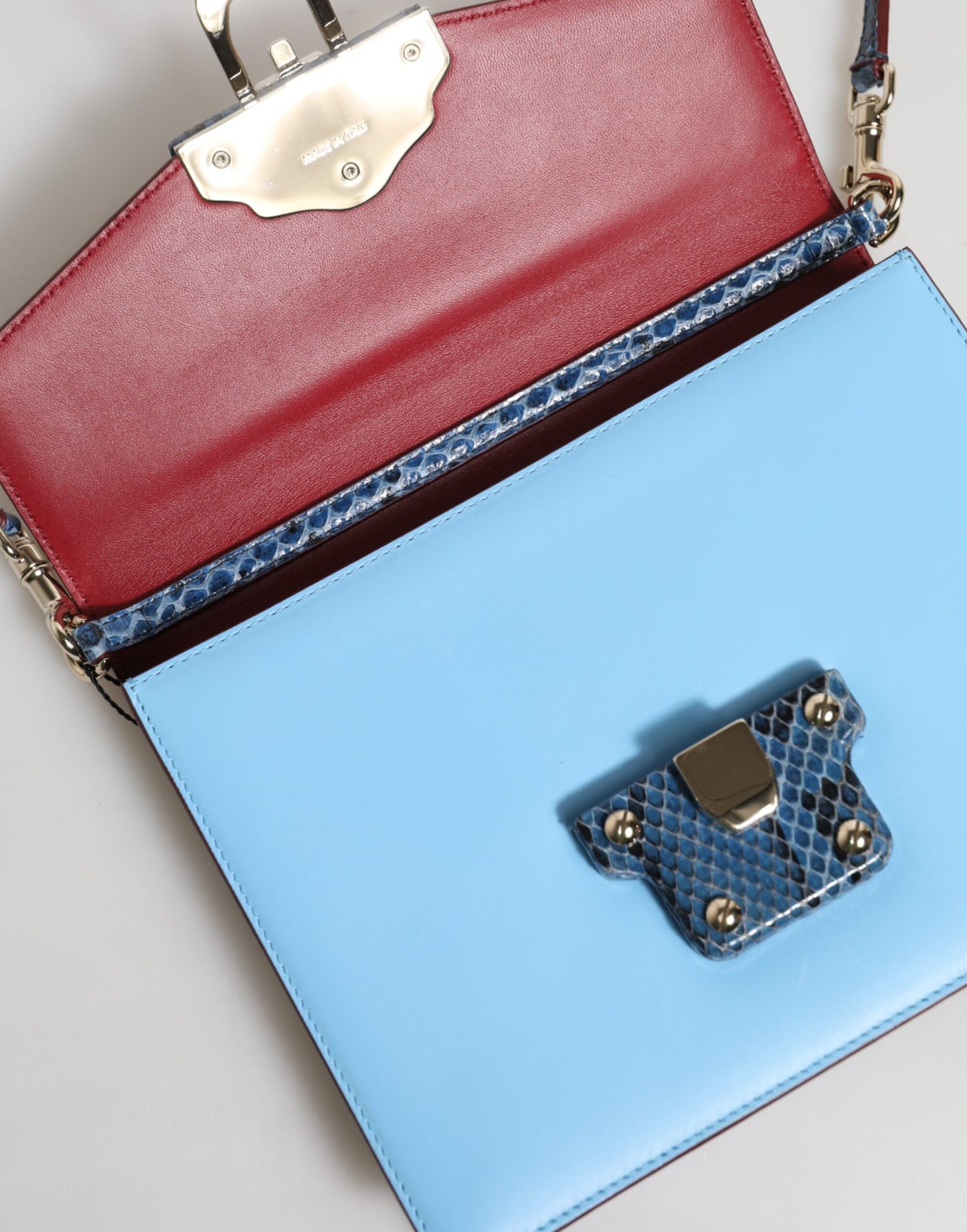 Sac bandoulière LUCIA en cuir exotique bleu beige