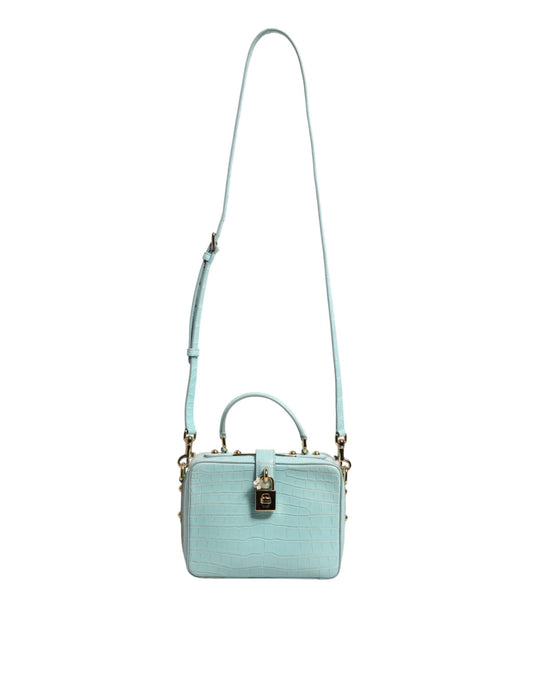 Bolso de hombro con candado de cuero repujado verde menta