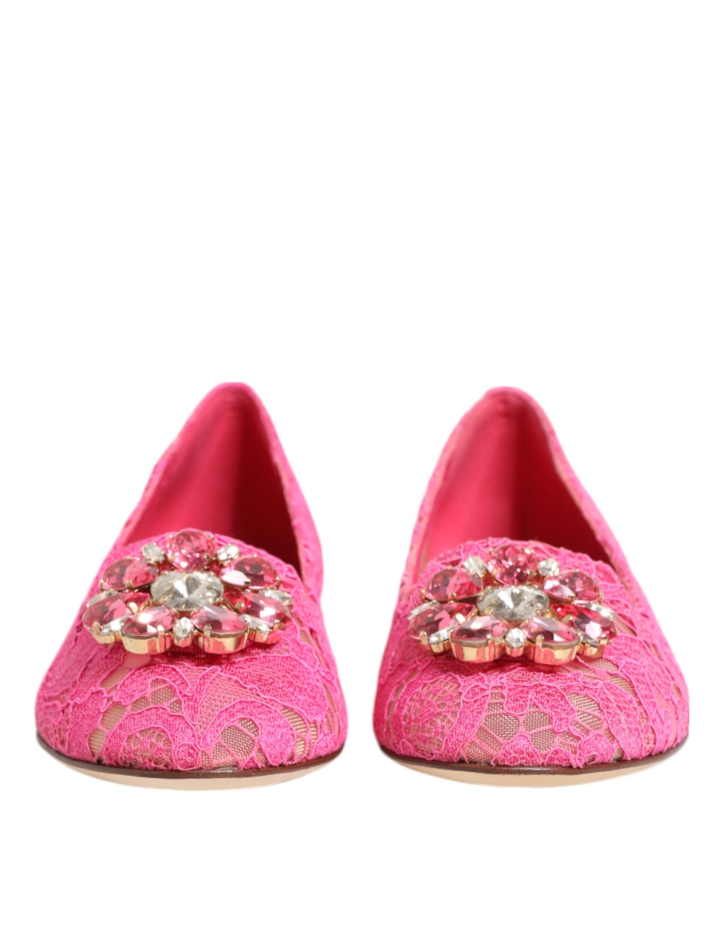 Zapatos planos con cristales y encaje Taormina en color rosa