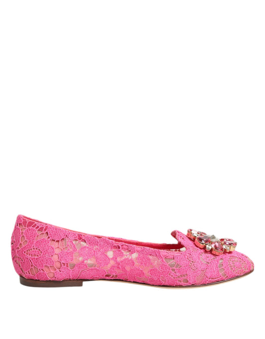 Zapatos planos con cristales y encaje Taormina en color rosa